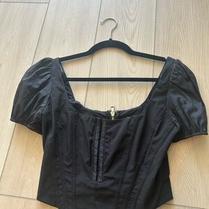 Tiger Mist Elegant Black Puff Sleeve Top